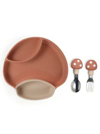 Bebé 3 piezas Set herramienta con patrón de seta de silicona alimentación