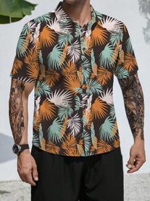 Manfinity RSRT Men Plus Tropical Print Shirt & Shorts - Multicolor - View 5