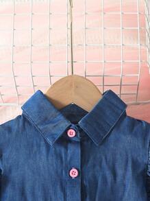 SHEIN 小女童荷葉邊襯衫和漸層網紗覆蓋半身裙 - 彩色 - 查看 3