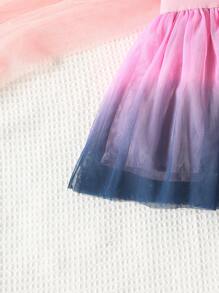 SHEIN 小女童荷葉邊襯衫和漸層網紗覆蓋半身裙 - 彩色 - 查看 6