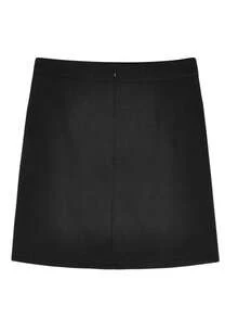 素色下擺開叉半身裙 - 黑色 - 查看 2