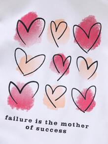 SHEIN 小女童愛心和標語圖案襯衫 - 白色 - 查看 4