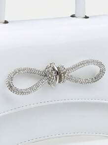Bolsa cuadrada mini blanco con diseño de diamante de imitación de moda con top asa - Blanco - Ver 6