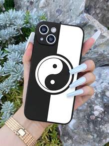 Yin & Yang Pattern Phone Case - Black and White - View 1