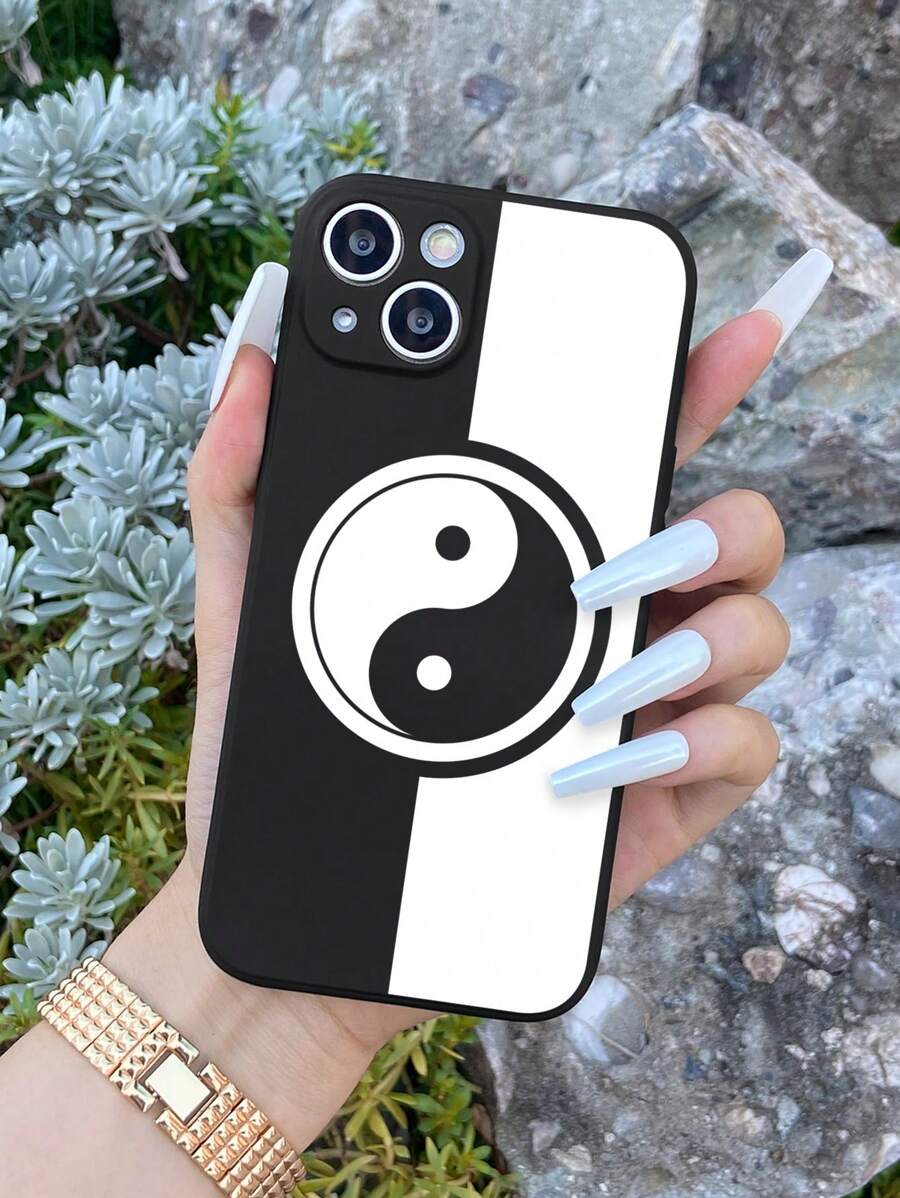 Yin & Yang Pattern Phone Case - Black and White - View 1