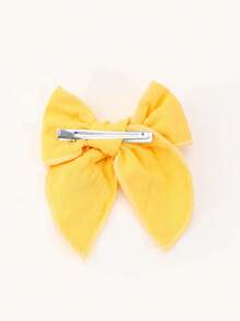 1入組女孩蝴蝶結裝飾蘋果和字母刺繡鴨嘴夾適用於日常生活和後至開學季 - 彩色 - 查看 2