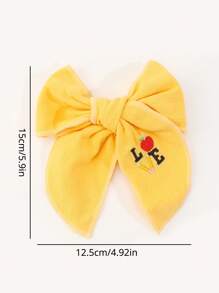 1入組女孩蝴蝶結裝飾蘋果和字母刺繡鴨嘴夾適用於日常生活和後至開學季 - 彩色 - 查看 5