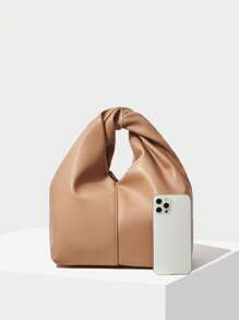 MOTF PREMIUM 女士時尚簡約純色扭結手提包 - 杏色 - 查看 4