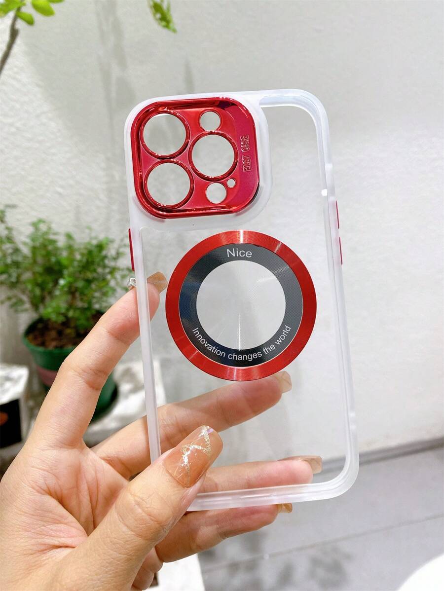 Vỏ điện thoại trong suốt tối giản từ tính - Đỏ - Xem 1
