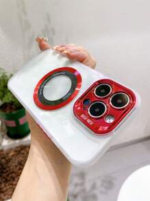 Vỏ điện thoại trong suốt tối giản từ tính - Đỏ - Xem 2