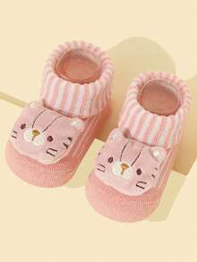 1雙嬰兒卡通動物裝飾學步襪適用於日常生活 - 粉色 - 查看 2