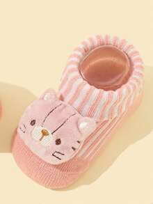 1雙嬰兒卡通動物裝飾學步襪適用於日常生活 - 粉色 - 查看 3