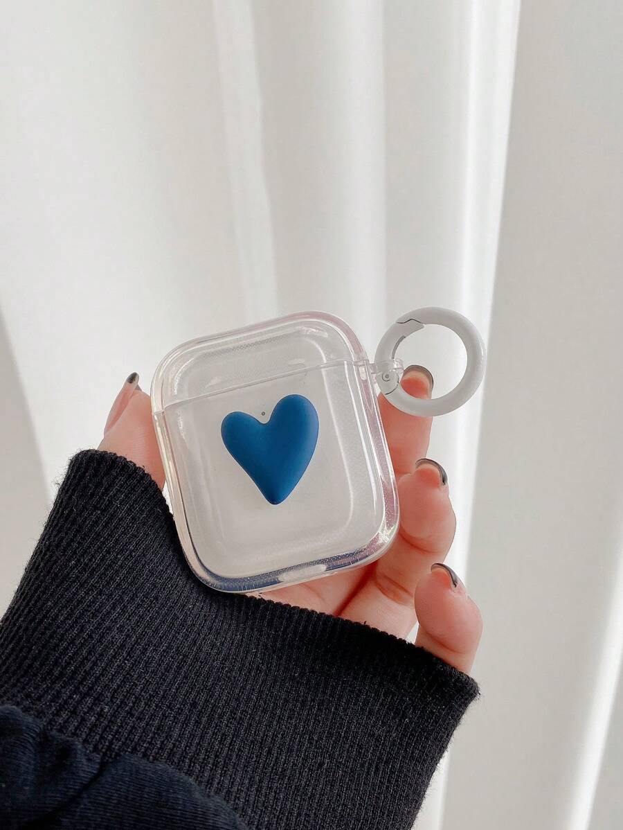 Vỏ trong suốt trang trí hình trái tim Tương thích với Airpods - Trong sáng - Xem 1