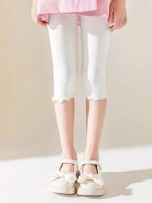 2双女童荷叶边纯色连裤袜，适合日常穿着 - 黑與白 - 查看 3