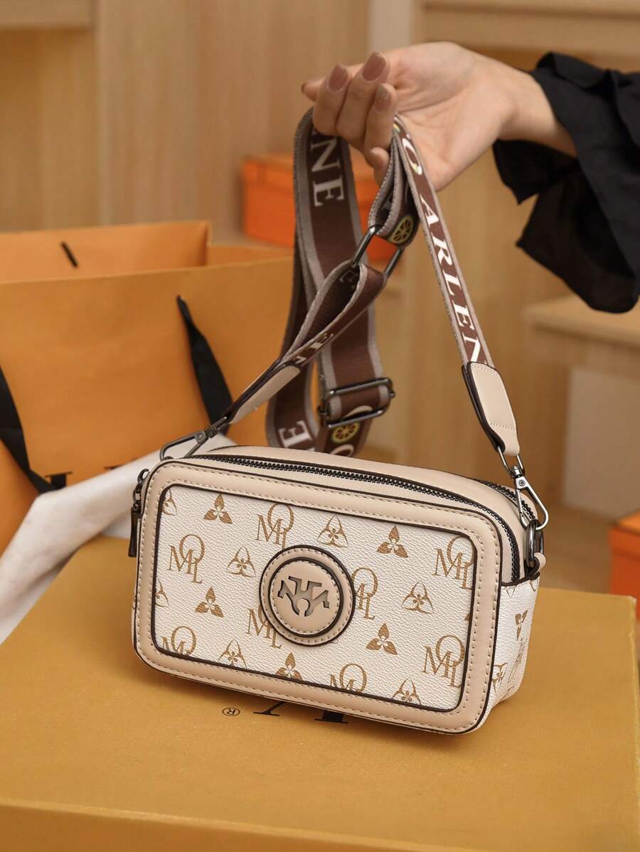 复古风格宽肩带迷你单肩包，颜色随机 - 彩色 - 查看 1