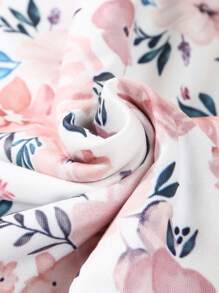 3 件套婴儿花朵印花针织布襁褓毯 & 涤纶头巾帽 & 蝴蝶结装饰发带套装 爱情情人节 - 彩色 - 查看 3