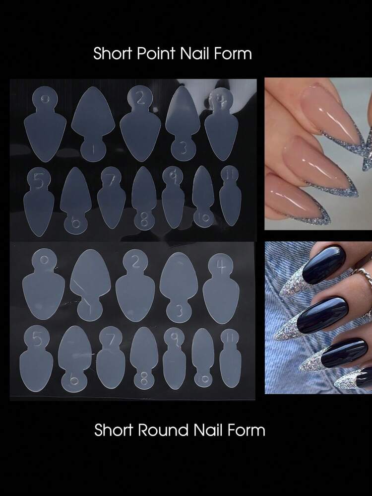 FULL BEAUTY Khuôn mẫu mở rộng móng tay kép kiểu Pháp, 2 tấm nhựa kiểu Pháp có thể tái sử dụng bằng silicone Khuôn làm móng tay kép Mẹo làm móng tay kiểu Pháp Khuôn bên trong cho người xây dựng Mẫu gel, Hướng dẫn mở rộng móng tay Phụ kiện nghệ thuật làm móng Dụng cụ - Trong sáng - Xem 3