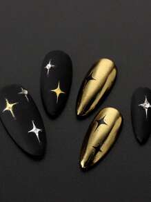 FULL BEAUTY 2pcs Reflective White Silver Cross Star Nail Art Stickers Nails Art Sliders Reflective Flakes Decals DIY - Multicolor - View 3