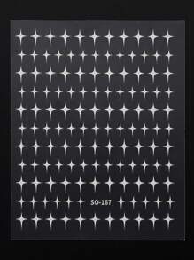 FULL BEAUTY 2pcs Reflective White Silver Cross Star Nail Art Stickers Nails Art Sliders Reflective Flakes Decals DIY - Multicolor - View 5