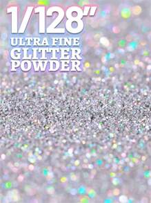 80克/2.85盎司全息超细闪粉，1/128英寸树脂闪粉亮片，全息美甲闪粉，DIY美甲闪粉片 - 銀色 - 查看 2