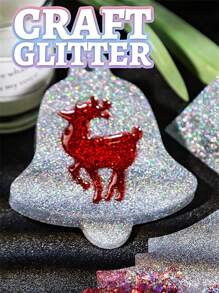 80克/2.85盎司全息超细闪粉，1/128英寸树脂闪粉亮片，全息美甲闪粉，DIY美甲闪粉片 - 銀色 - 查看 4