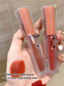 啞光絲絨唇彩,持久霧面色素沉著唇釉口紅 - 紅木色 - 查看 3