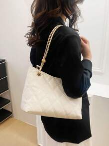 时尚金属链条刺绣 Ringer 白色包包 手提包 单肩包 斜挎包