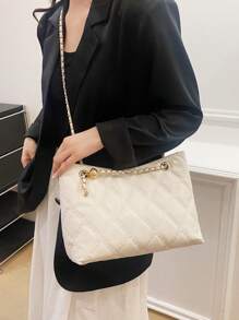 时尚金属链条刺绣 Ringer 白色包包 手提包 单肩包 斜挎包