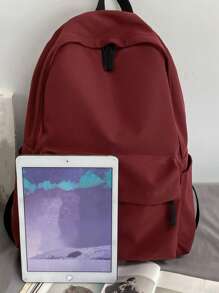 Ba lô máy tính xách tay cỡ trung bình có thể gập lại 15 inch chống nước Red Preppy Dây đeo có thể điều chỉnh Chống trộm Ba lô thông thường Ba lô máy tính xách tay Ba lô đi học cho du lịch Đi làm với sức chứa lớn Nhẹ - Đỏ - Xem 3