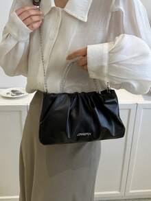 百褶時髦圓環帶日常女性多用途外出包 - 黑色 - 查看 6