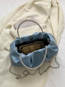 Túi xách xếp ly, Túi hàng ngày có dây đeo nhẫn sành điệu, Túi đi chơi đa năng cho nữ - Màu xanh lam - Xem 6