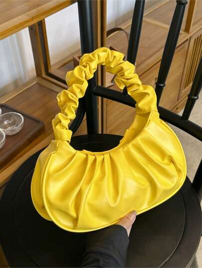 Fashionable High Cost-Effective Cloud Pleated Small Bag, Solid Color Shoulder Underarm Bag, Versatile Solid Color Handbag For Women