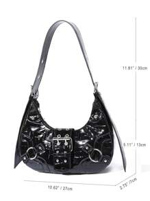 Women's Versatile Korean Punk Style Shoulder Bag - Black - View 6