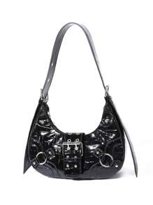 Women's Versatile Korean Punk Style Shoulder Bag - Black - View 7
