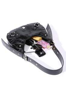 Women's Versatile Korean Punk Style Shoulder Bag - Black - View 8