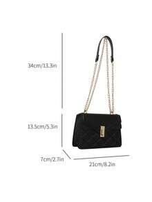 Quilted Flap Chain Strap Square Bag Black Fashionable - Black - View 4