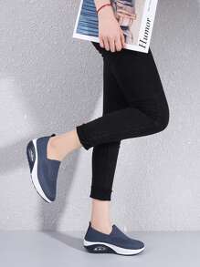 女士極簡一腳蹬搖擺織物運動鞋 - 藍色 - 查看 3