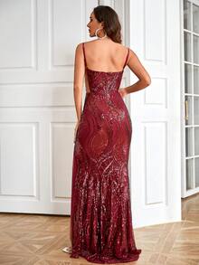 LOVE&LEMONADE Split Thigh Sequin Cami Formal Dress