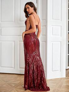 LOVE&LEMONADE Split Thigh Sequin Cami Formal Dress