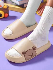 男士卡通熊裝飾時尚拖鞋 - 卡其色 - 查看 2