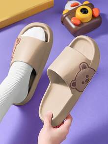 男士卡通熊裝飾時尚拖鞋 - 卡其色 - 查看 3