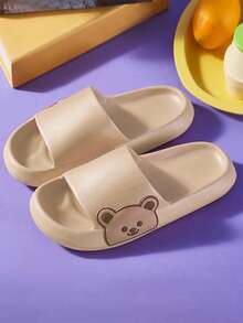 男士卡通熊裝飾時尚拖鞋 - 卡其色 - 查看 4