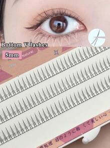 False Eyelashes,1Box 5Mm Lower Lashes Individual V Shape False Eyelashes Diy Eyelash Cluster Extension Fake Eyelashes Cluster Eyelashes - Beige - View 1