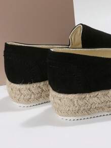 女士仿麂皮編織厚底仿麂皮度假坡跟鞋 - 黑色 - 查看 3