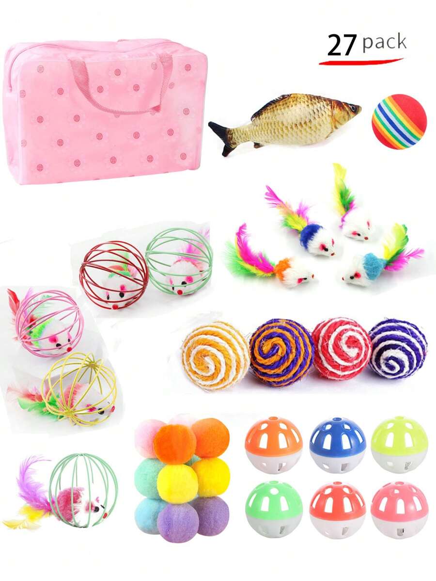 Set Giocattoli Per Gatti 12 Pezzi | Canna Da Pesca Retrattile E 10 Piume Con Campana | Gioco Interattivo Per Gattini | Divertimento Assicurato