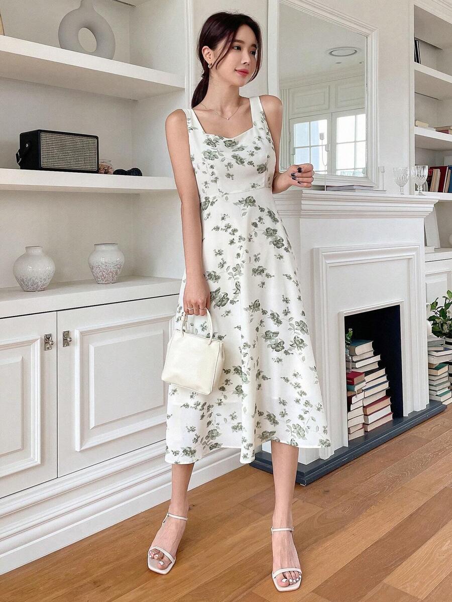 DAZY Đầm Dây kéo Hoa Boho - trắng - Xem 1