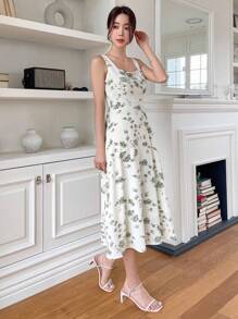 DAZY Đầm Dây kéo Hoa Boho - trắng - Xem 6