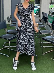 DAZY Allover Floral Print Ruffle Trim Dress - Multicolor - View 6