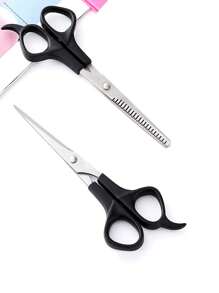 2pcs Stainless Steel Pet Hair Scissors For Dog And Cat For Grooming - Black and White - View 2