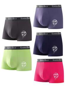 Hombres 5 piezas Calzoncillos boxer con estampado de letra - Multicolor - Ver 1